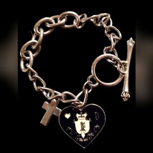 Special unique vintage silver chain charm bracelet~very unique
